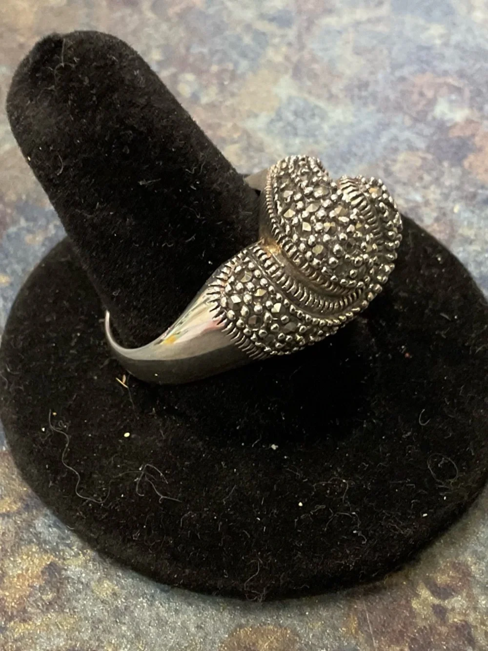 Vintage-Inspired Black and Silver Statement Ring